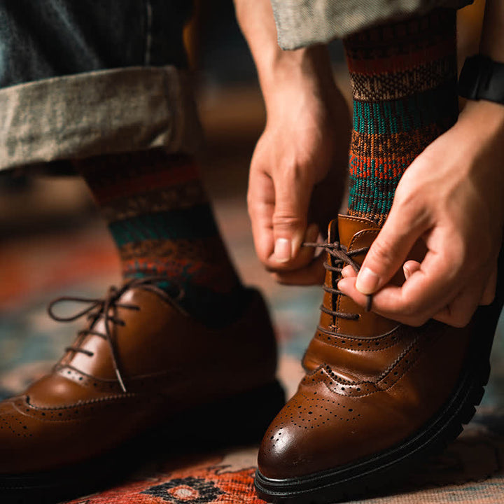 Chaussettes en coton rétro aux couleurs vives et au style ethnique