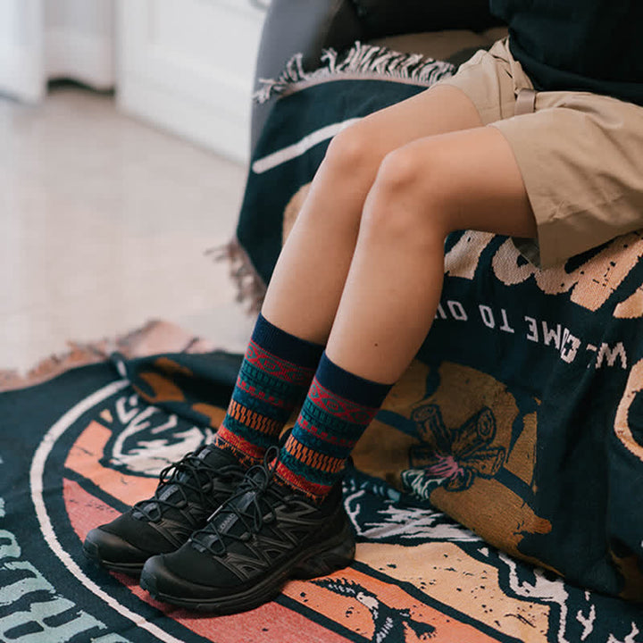 Chaussettes en coton rétro aux couleurs vives et au style ethnique