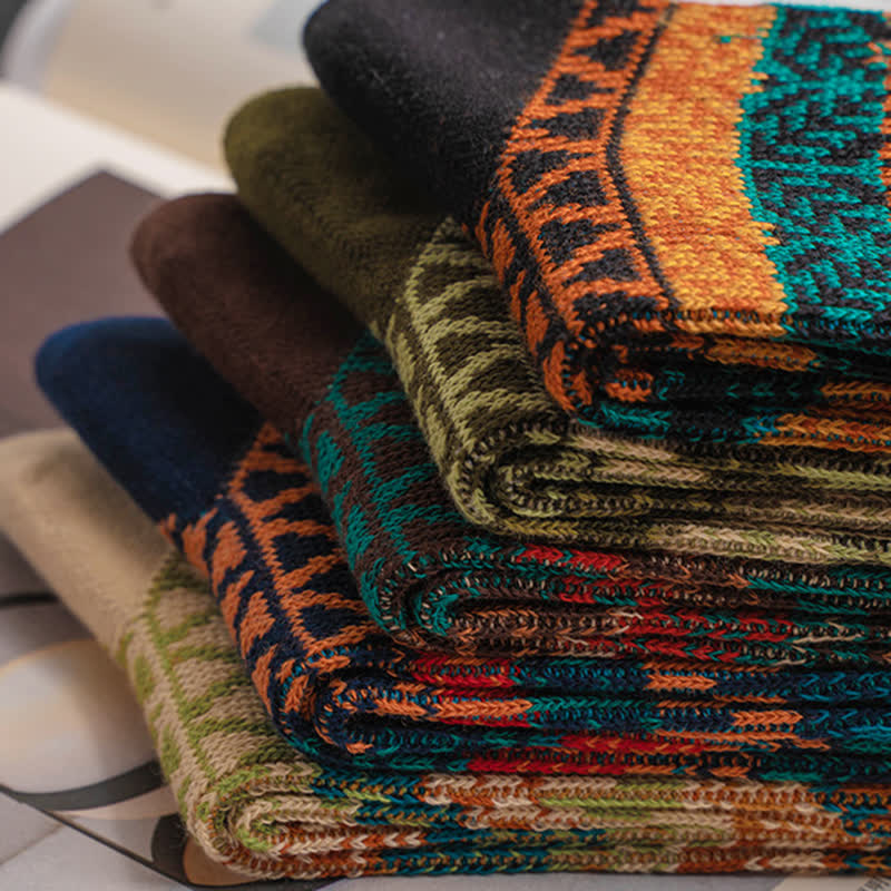 Chaussettes en coton rétro aux couleurs vives et au style ethnique
