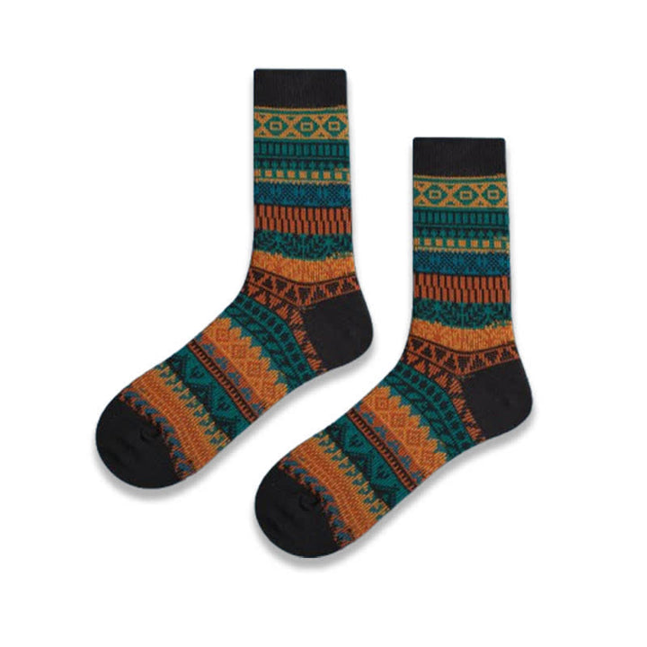 Chaussettes en coton rétro aux couleurs vives et au style ethnique