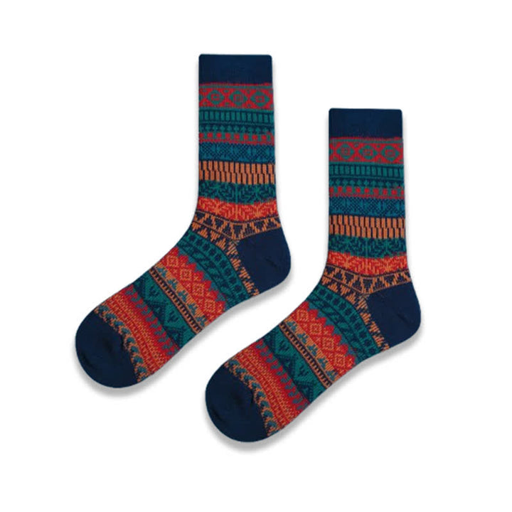 Chaussettes en coton rétro aux couleurs vives et au style ethnique