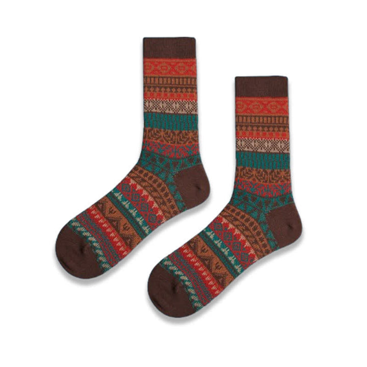 Chaussettes en coton rétro aux couleurs vives et au style ethnique