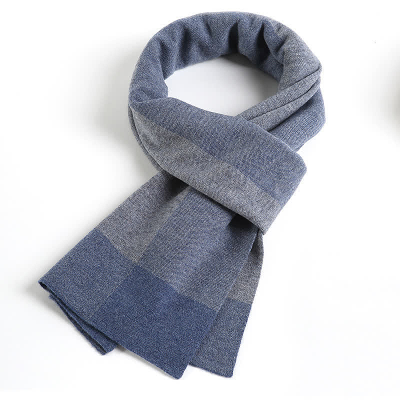 Écharpe en laine à carreaux pour homme, à blocs de couleur contrastés - Bleu et gris - image 8