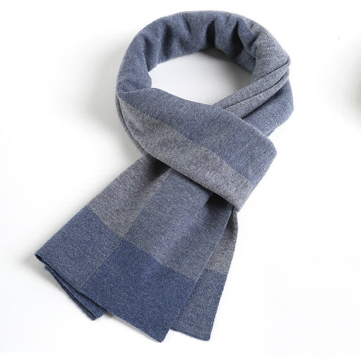 Écharpe en laine à carreaux pour homme, à blocs de couleur contrastés - Bleu et gris - image 8