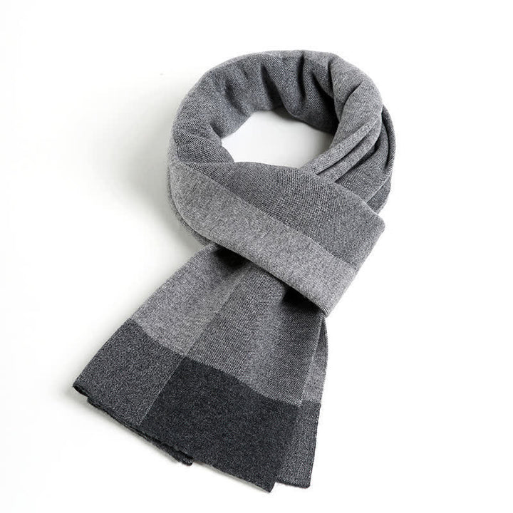 Écharpe en laine à carreaux pour homme, à blocs de couleur contrastés - Gris foncé - image 6