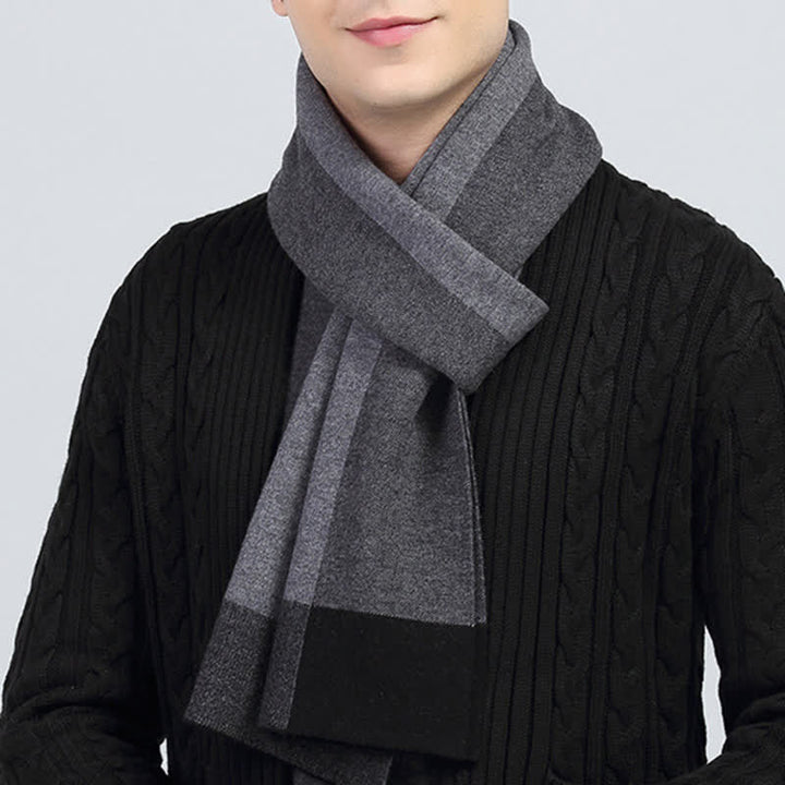 Écharpe en laine à carreaux pour homme, à blocs de couleur contrastés - image 7