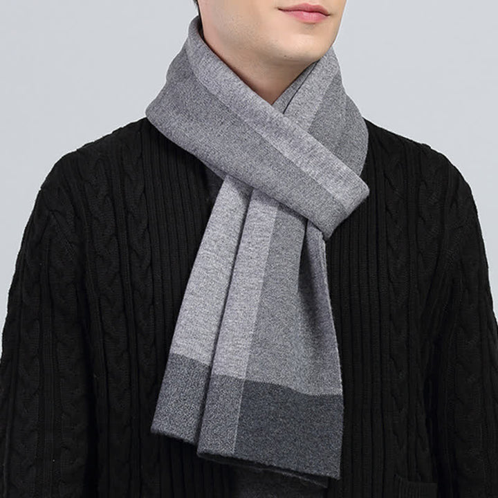 Écharpe en laine à carreaux pour homme, à blocs de couleur contrastés - image 9