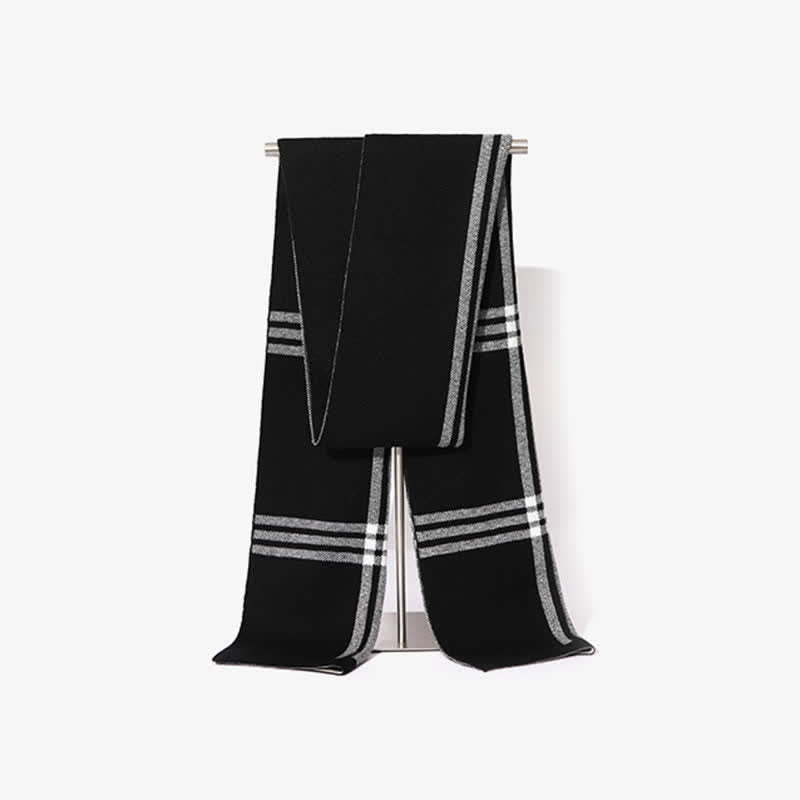 Écharpe en laine à motifs simples à rayures et à carreaux pour homme