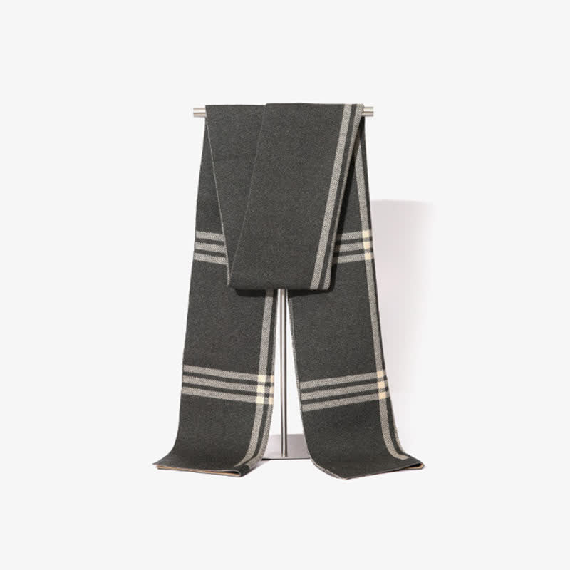 Écharpe en laine à motifs simples à rayures et à carreaux pour homme