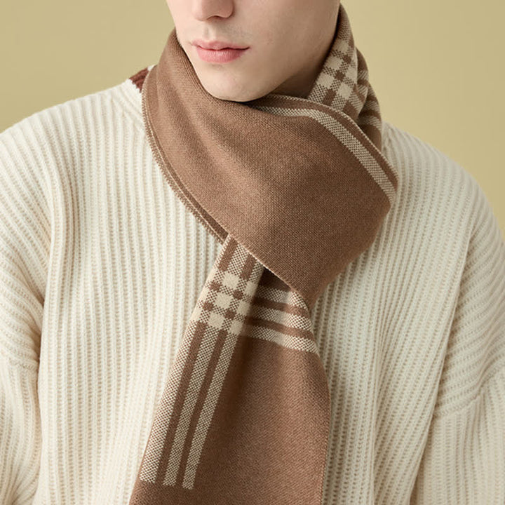 Écharpe en laine à motifs simples à rayures et à carreaux pour homme