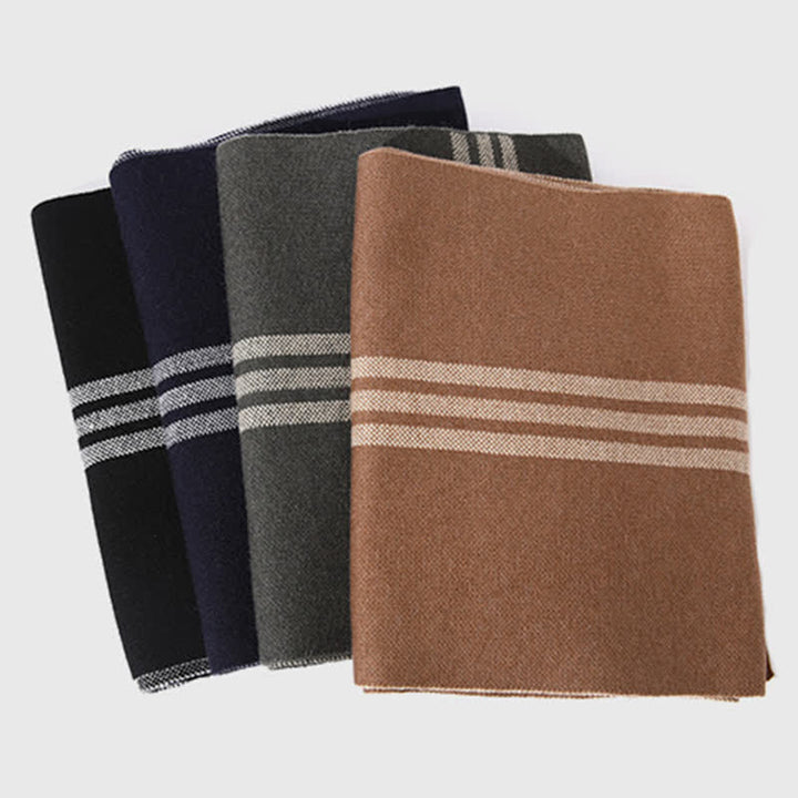Écharpe en laine à motifs simples à rayures et à carreaux pour homme