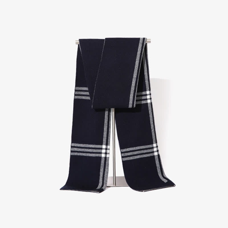 Écharpe en laine à motifs simples à rayures et à carreaux pour homme
