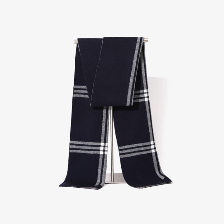 Écharpe en laine à motifs simples à rayures et à carreaux pour homme
