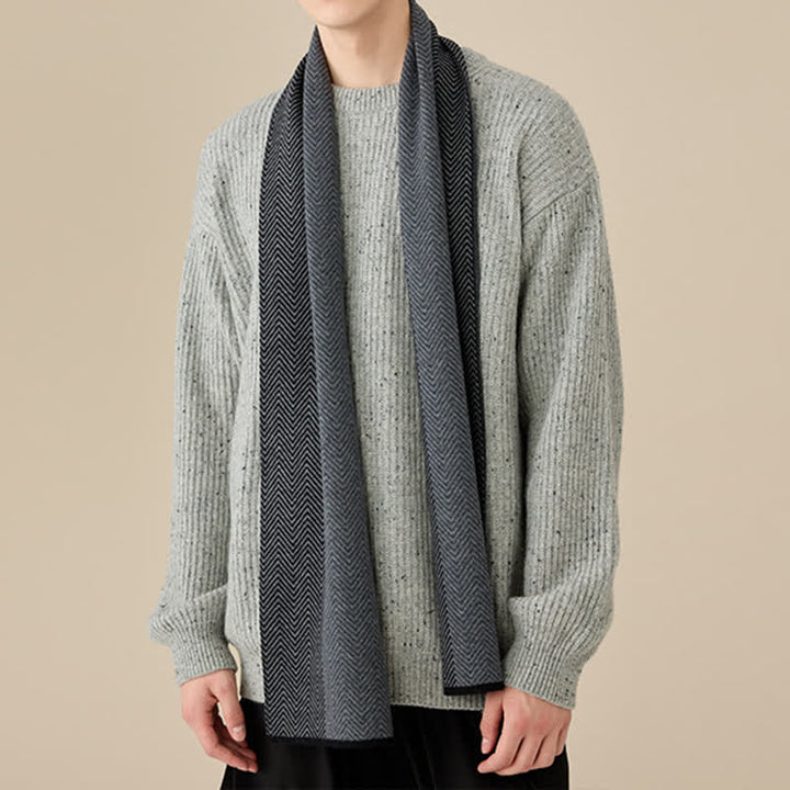 Écharpe luxueuse en laine douce et confortable à chevrons pour homme