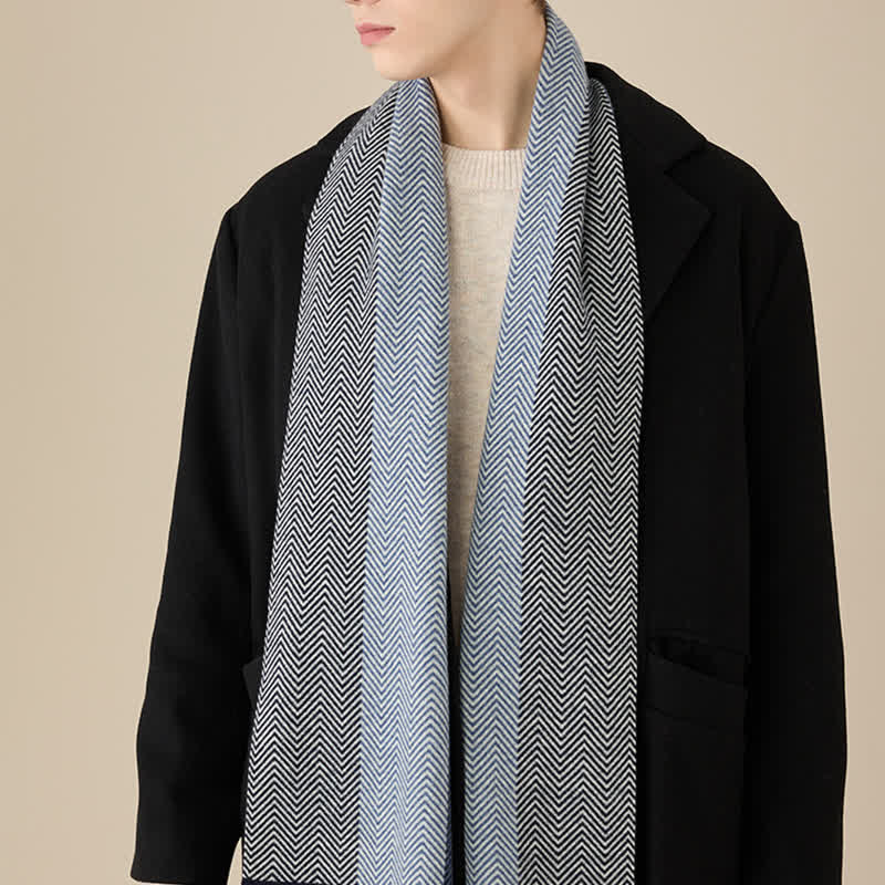 Écharpe luxueuse en laine douce et confortable à chevrons pour homme