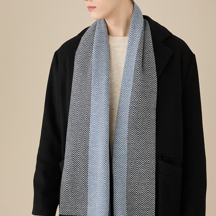 Écharpe luxueuse en laine douce et confortable à chevrons pour homme