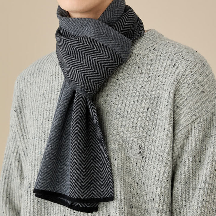 Écharpe luxueuse en laine douce et confortable à chevrons pour homme