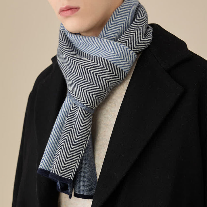 Écharpe luxueuse en laine douce et confortable à chevrons pour homme