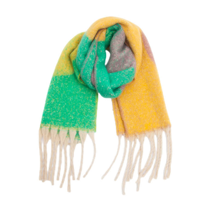 Écharpe unisexe à pompons abstraits de couleur épaisse