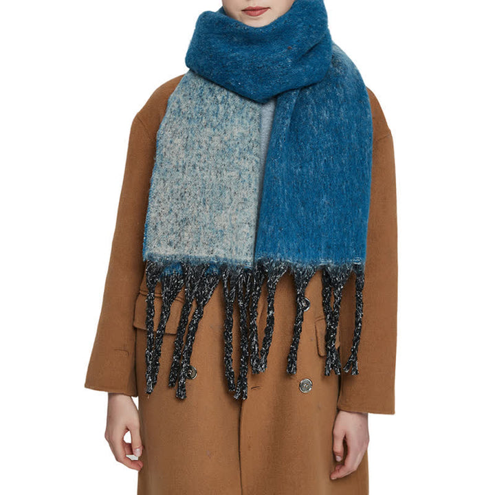 Écharpe unisexe à pompons dégradés de couleurs pour temps froid