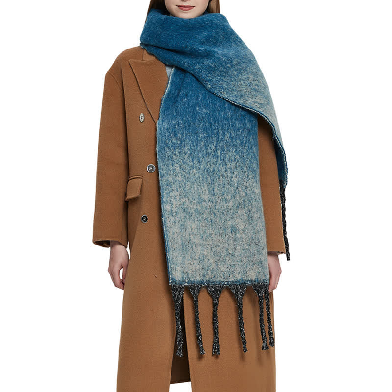 Écharpe unisexe à pompons dégradés de couleurs pour temps froid
