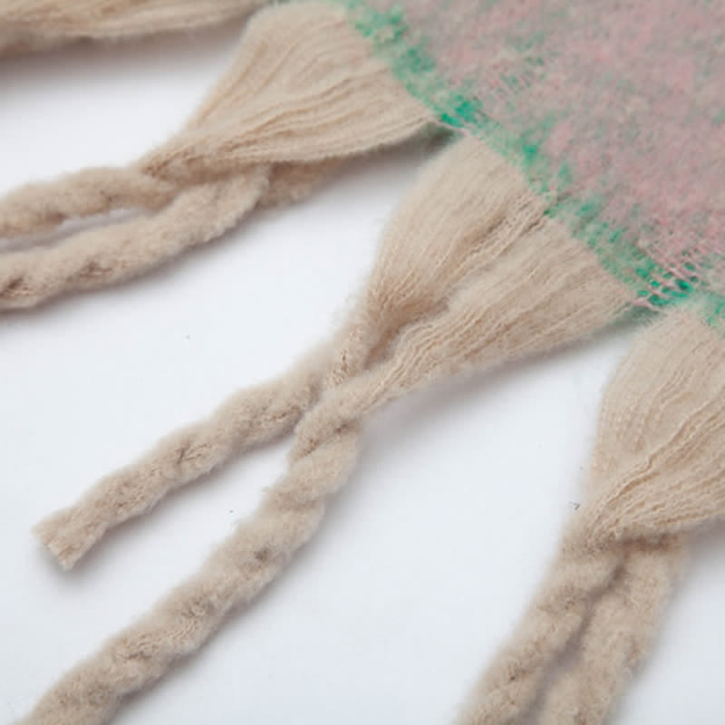 Écharpe unisexe à pompons dégradés de couleurs pour temps froid