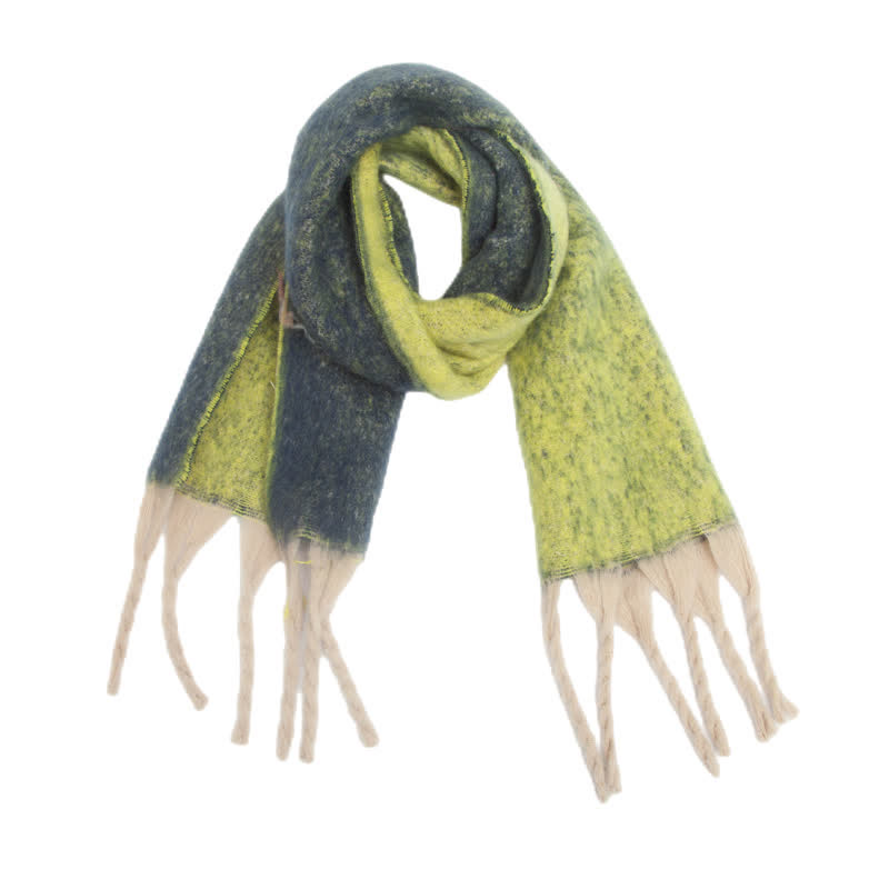 Écharpe unisexe à pompons dégradés de couleurs pour temps froid