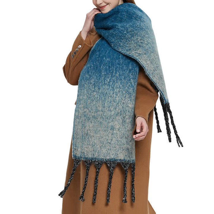Écharpe unisexe à pompons dégradés de couleurs pour temps froid