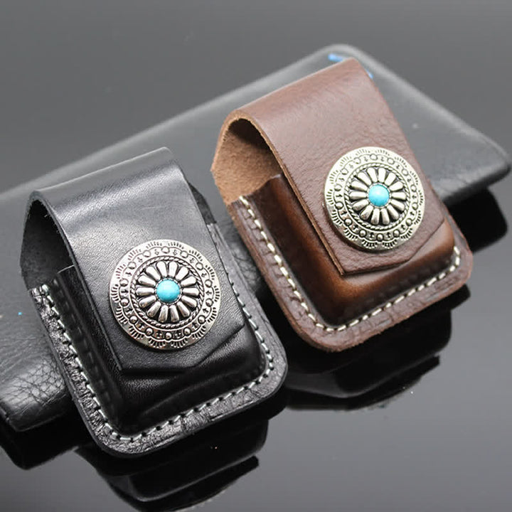 Sac ceinture en cuir avec porte-briquet turquoise indien