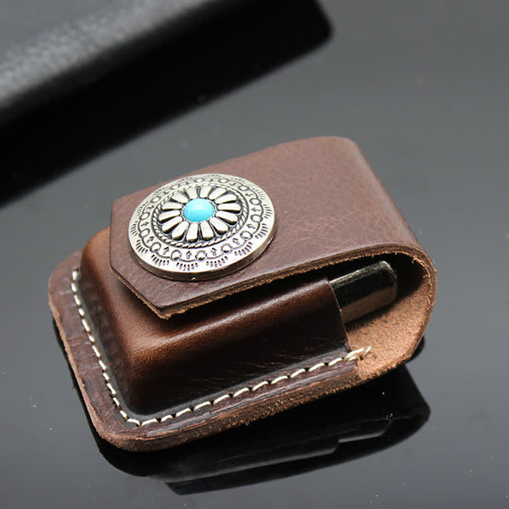Sac ceinture en cuir avec porte-briquet turquoise indien