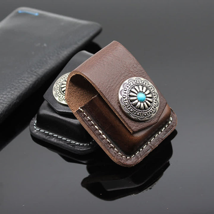 Sac ceinture en cuir avec porte-briquet turquoise indien