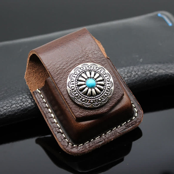 Sac ceinture en cuir avec porte-briquet turquoise indien