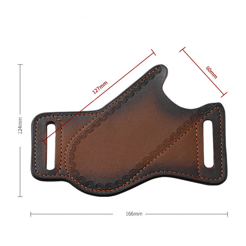 Étui pour couteau pliant marron avec porte-outils et sac ceinture en cuir