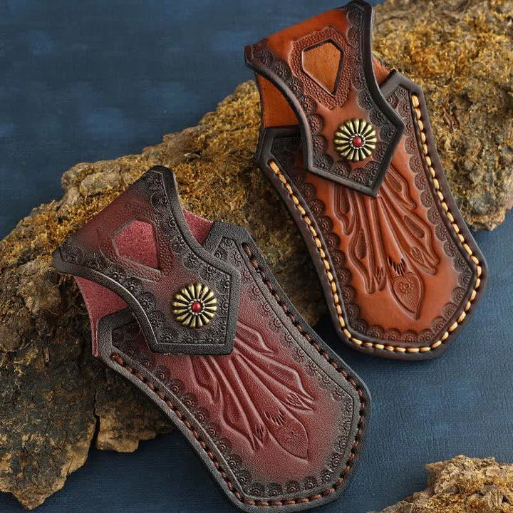 Étui de ceinture en cuir pour couteau pliant rétro à rabat, idéal pour les activités de plein air. - image 8