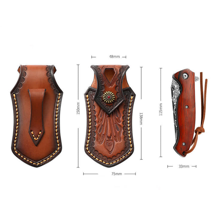 Étui de ceinture en cuir pour couteau pliant rétro à rabat, idéal pour les activités de plein air. - image 9