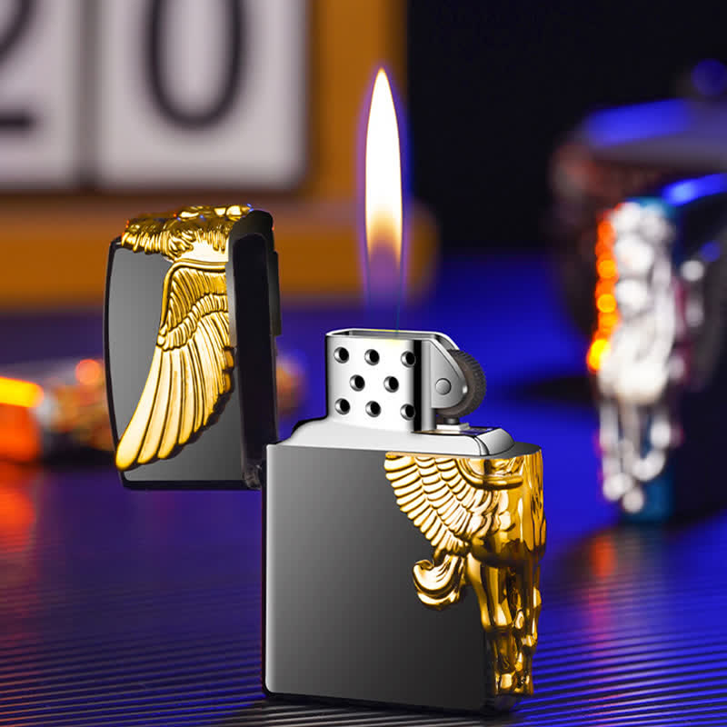 Briquet au butane rechargeable Pegasus à relief 3D à trois côtés