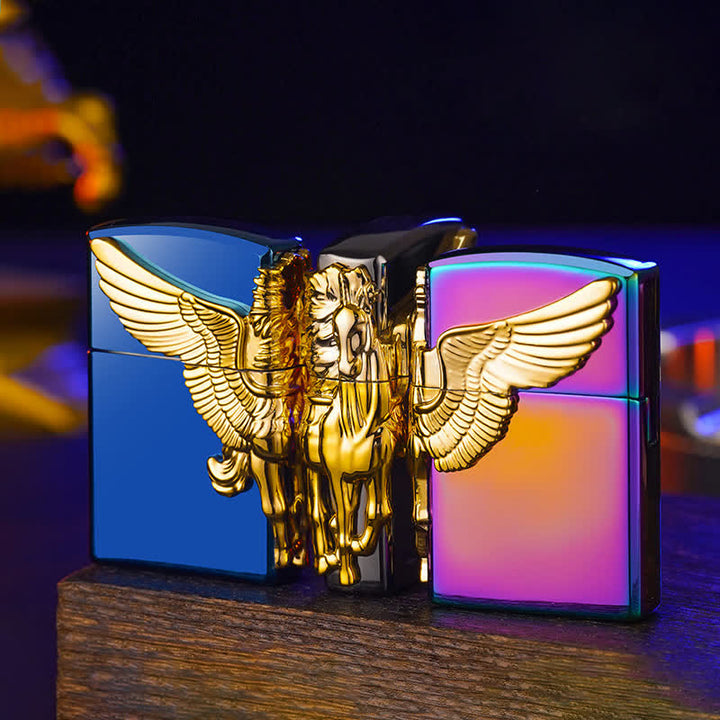 Briquet au butane rechargeable Pegasus à relief 3D à trois côtés