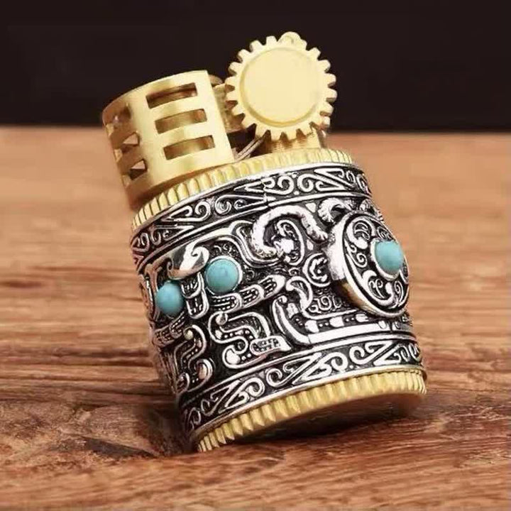 Briquet à kérosène rechargeable rond et créatif de petite taille