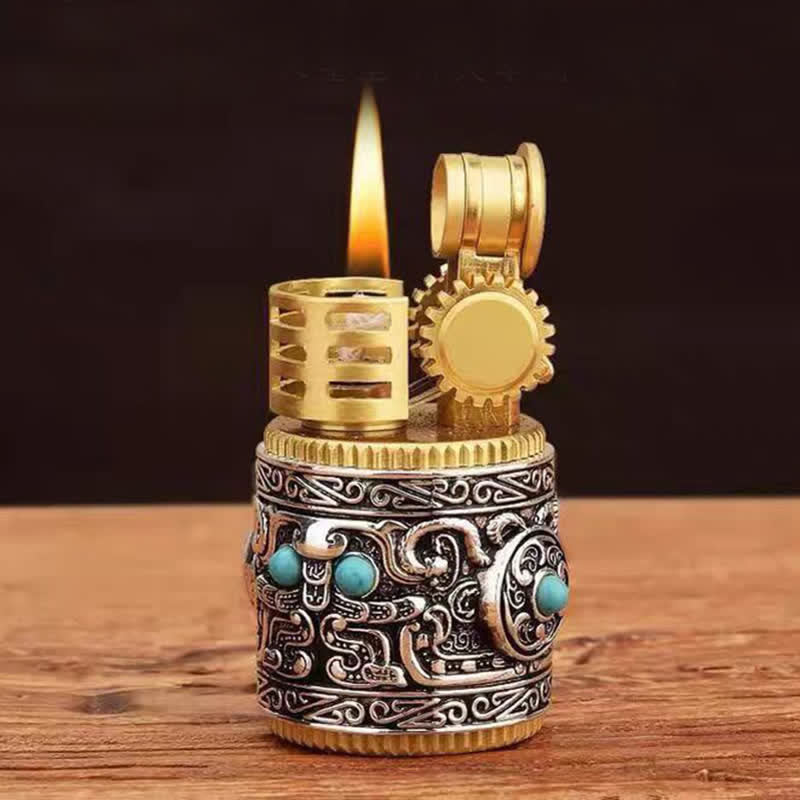 Briquet à kérosène rechargeable rond et créatif de petite taille