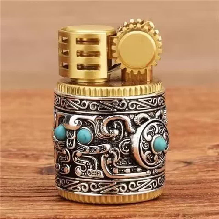 Briquet à kérosène rechargeable rond et créatif de petite taille