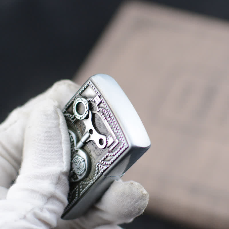 Briquet au butane rechargeable à motif de soulagement cardiaque mécanique
