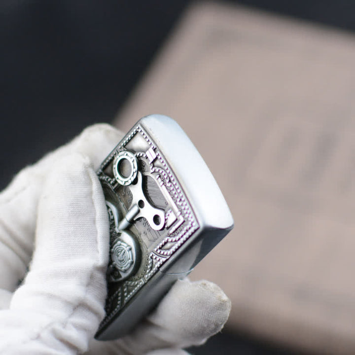 Briquet au butane rechargeable à motif de soulagement cardiaque mécanique
