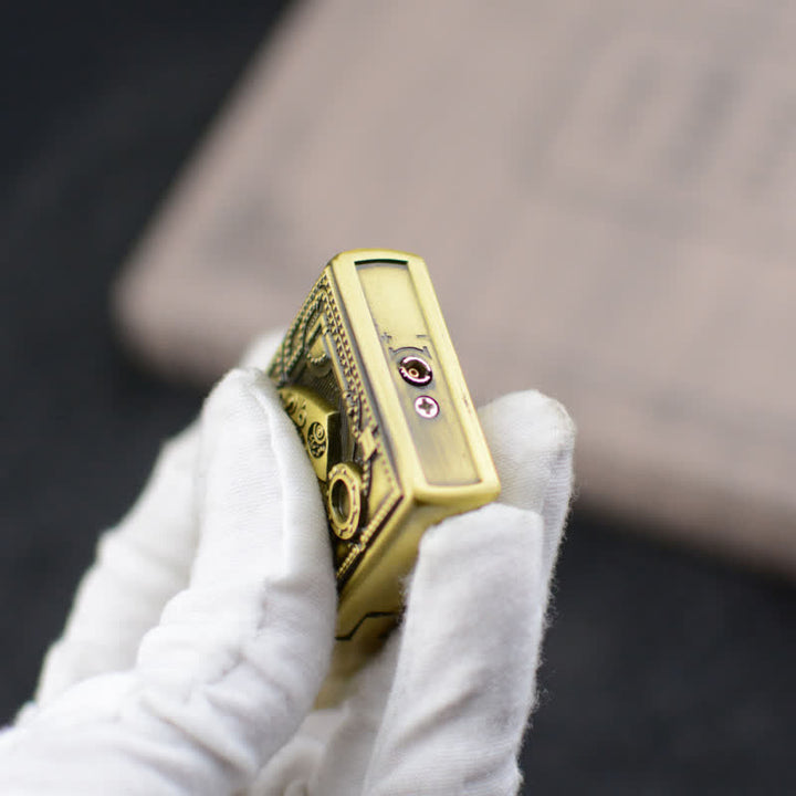 Briquet au butane rechargeable à motif de soulagement cardiaque mécanique