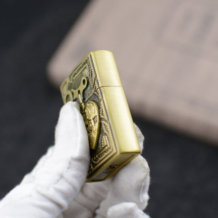 Briquet au butane rechargeable à motif de soulagement cardiaque mécanique