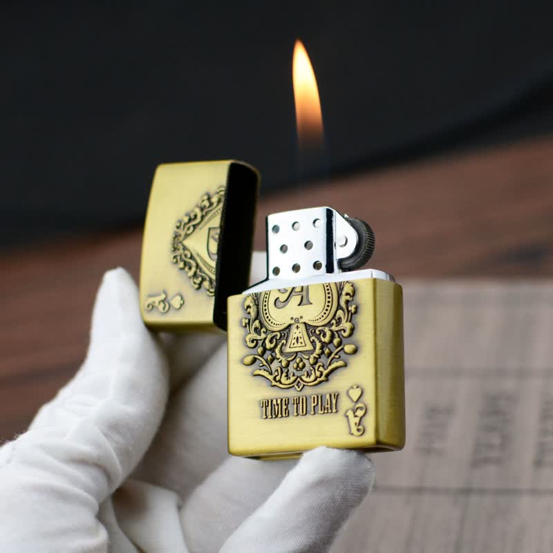 Briquet au butane rechargeable Lucky ACE Poker Relief Design