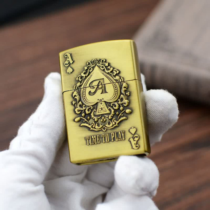 Briquet au butane rechargeable Lucky ACE Poker Relief Design
