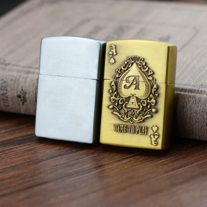 Briquet au butane rechargeable Lucky ACE Poker Relief Design