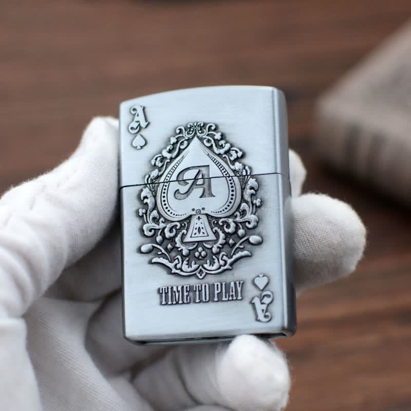 Briquet au butane rechargeable Lucky ACE Poker Relief Design