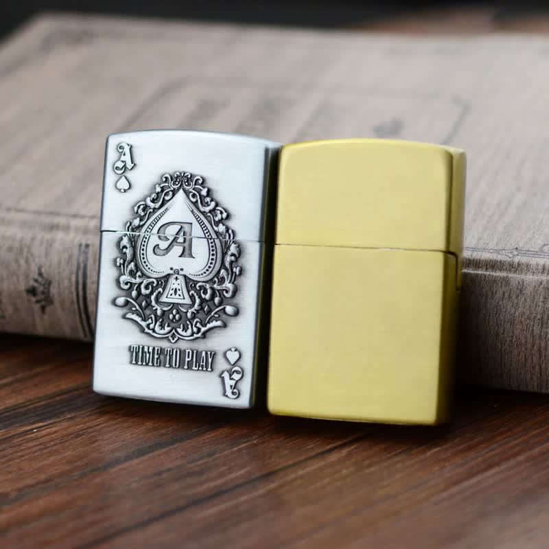 Briquet au butane rechargeable Lucky ACE Poker Relief Design