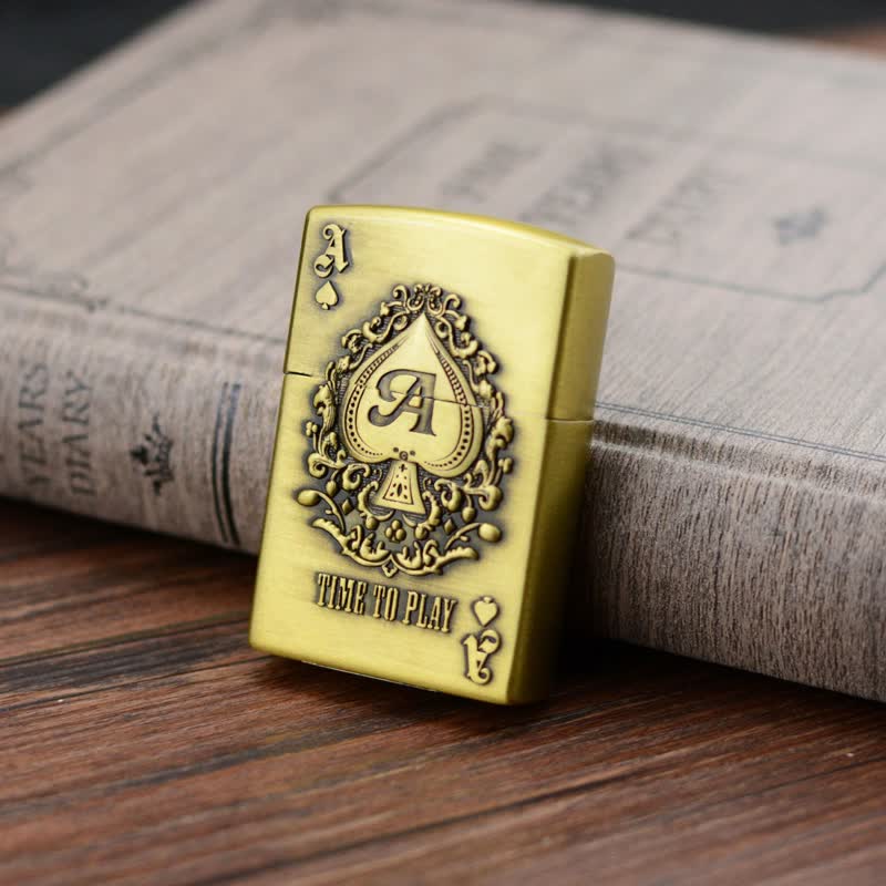 Briquet au butane rechargeable Lucky ACE Poker Relief Design